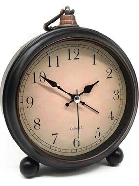 Vintage Retro Analog Alarm Clock, 4.5 inch Super Silent Non Ticking Small Clock